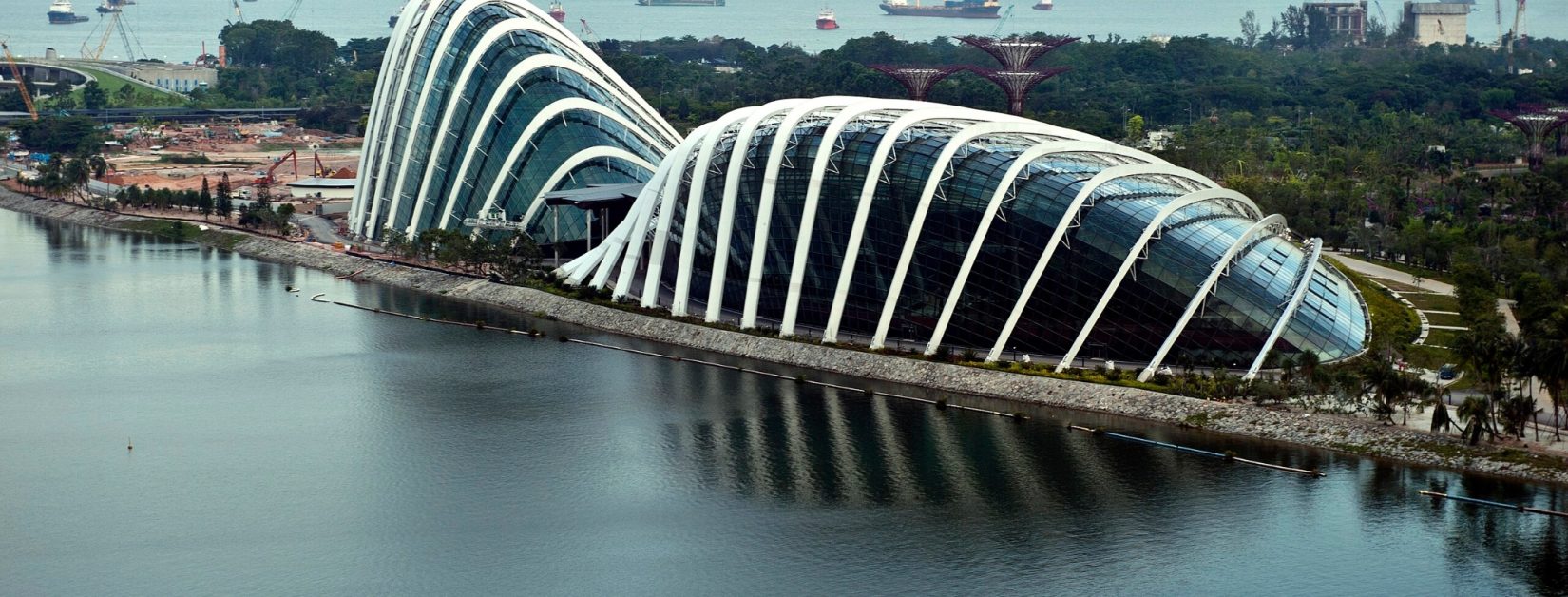 Aerial view Flower Dome Gardens by the Bay Singapore