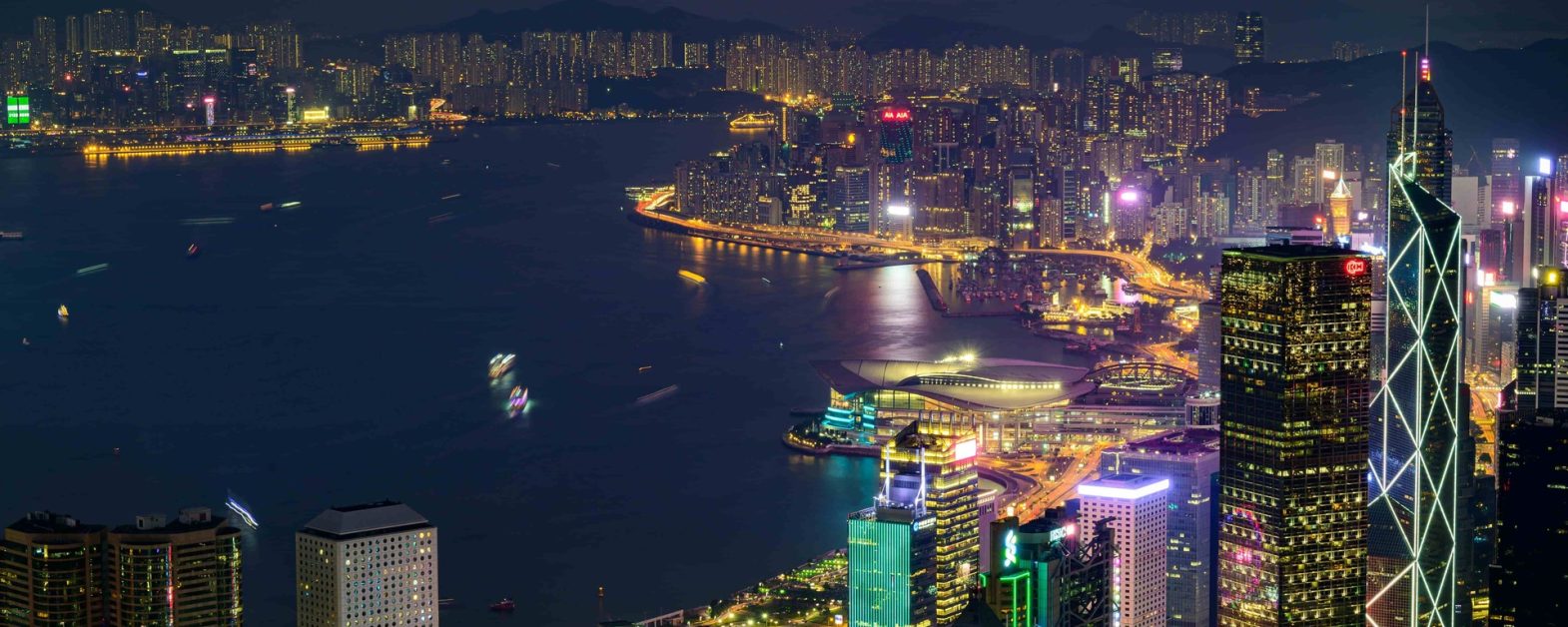 Night vew in Hong Kong city China